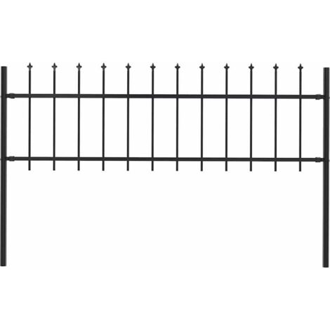 Valla de jardín con puntas de lanza acero negro 1,7x0,6 m