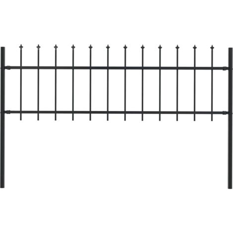 Valla de jardín con puntas de lanza acero negro 1,7x0,6 m