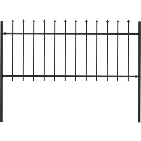 Valla de jardín con puntas de lanza acero negro 1,7x0,8 m - Negro