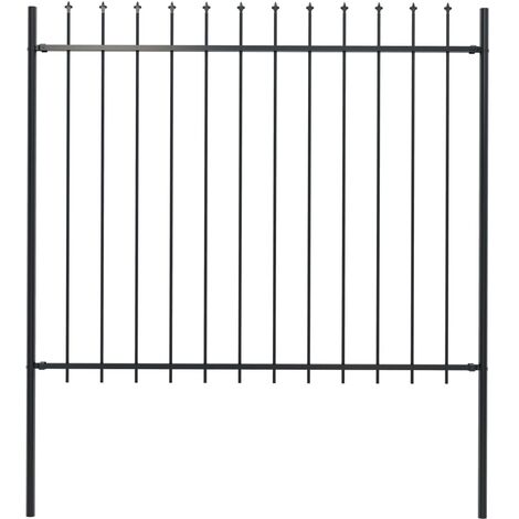 Valla de jardin con puntas de lanza acero negro 1,7x1,5 m