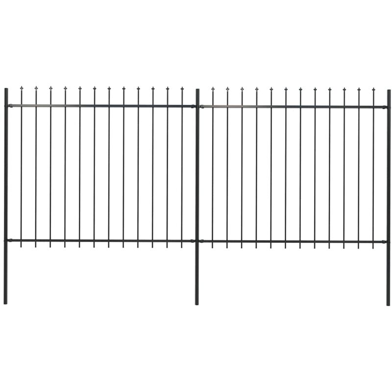 

Happyshopping - Valla de jardin con puntas de lanza acero negro 3,4x1,5 m