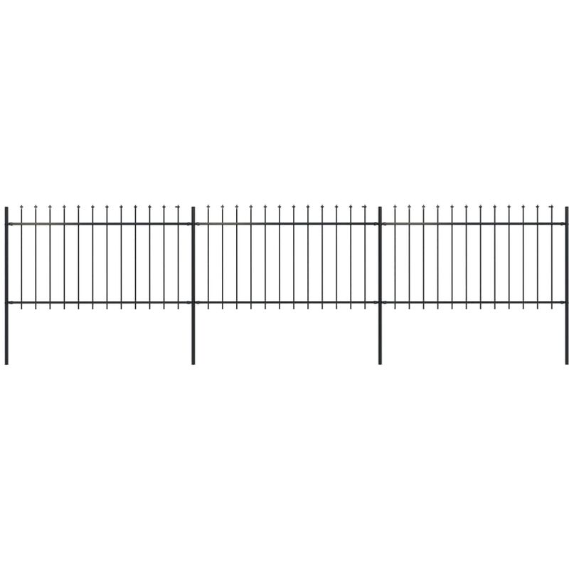 

vidaXL Valla de jardín con puntas de lanza acero negro 5,1x1 m - Negro