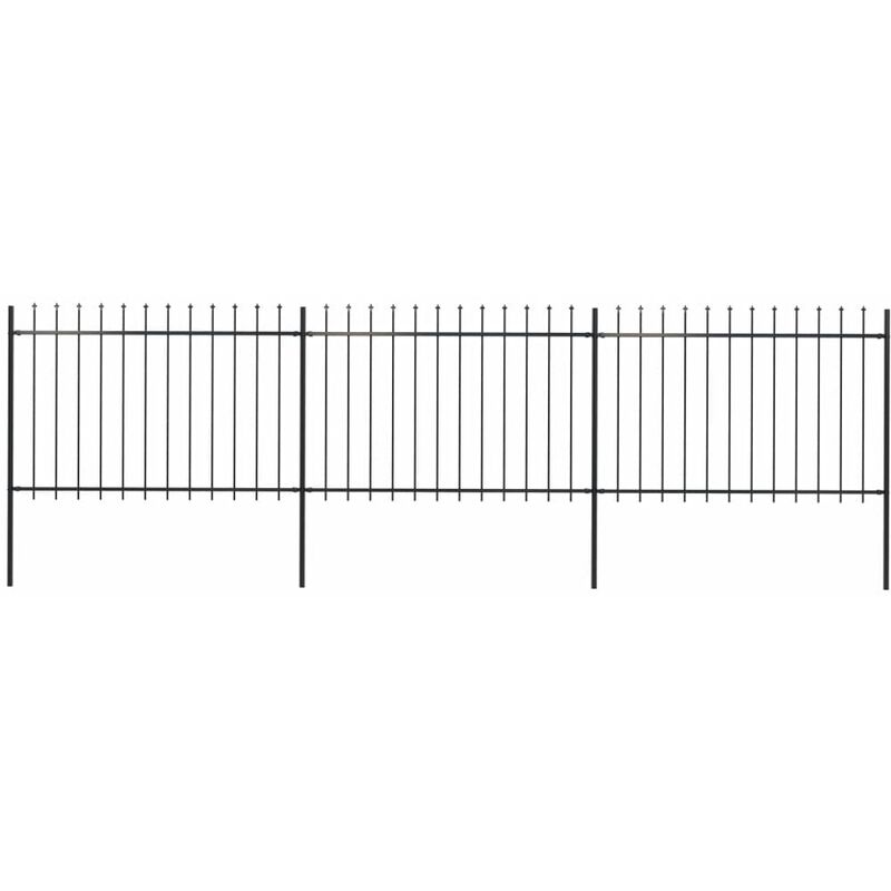 

Valla de jardín con puntas de lanza acero negro 5,1x1,2 m