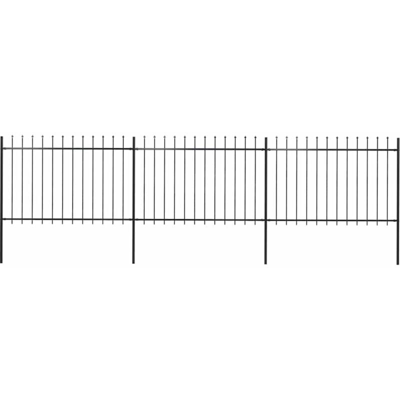 

vidaXL Valla de jardín con puntas de lanza acero negro 5,1x1,2 m - Negro