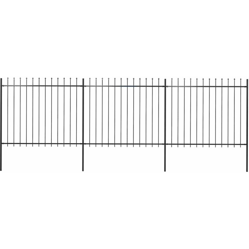

vidaXL Valla de jardín con puntas de lanza acero negro 5,1x1,5 m - Negro