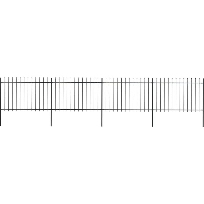 

vidaXL Valla de jardín con puntas de lanza acero negro 6,8x1,2 m - Negro