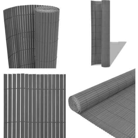Valla de jardín de doble cara gris 90x300 cm - Valla de doble cara - Valla de PVC