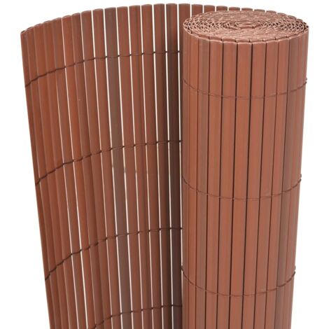 Valla de jardín de doble cara marrón PVC 90x300 cm