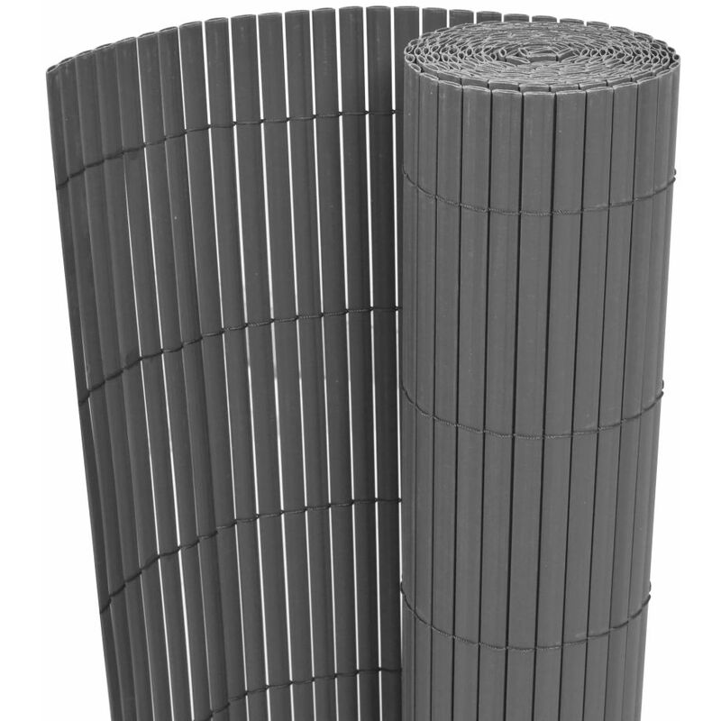 

Valla de jardín de doble cara PVC gris 90x500 cm