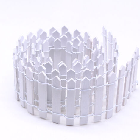 Valla de jardín en miniatura de madera, valla en miniatura flexible, valla decorativa para jardín, 90 x 5 cm (2 unidades blancas)
