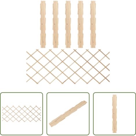 Valla de jardín -  Vallas enrejado 5 uds madera maciza de abeto 180x80 cm