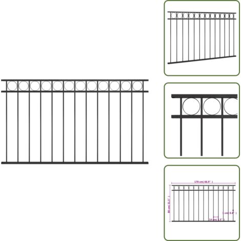 Valla de jardín - vidaXL Panel de valla Assen de acero, 1,7 x 0,8 m, negro - Valla de patio