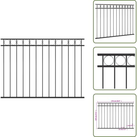 Valla de jardín - vidaXL Panel de valla Assen de acero, 1,7 x 1,2 m, negro - Valla de patio