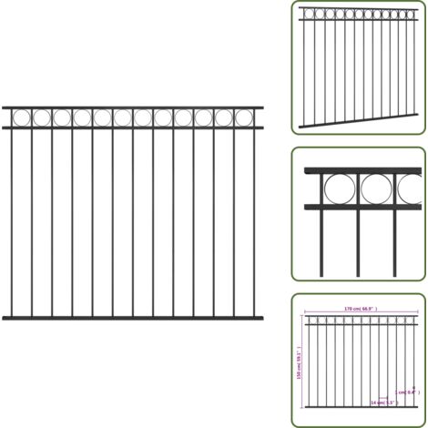 Valla de jardín - vidaXL Panel de valla Assen de acero, 1,7 x 1,5 m, negro - Valla de patio