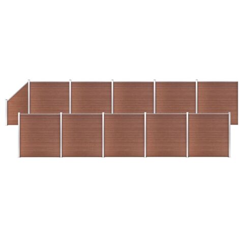Valla de jardín - vidaXL Set de valla 10 cuadradas + 1 oblicua WPC marrón 1830x186 cm - Valla modular