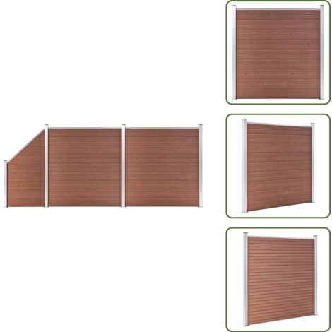 Valla de jardín - vidaXL Set de valla 2 cuadradas + 1 oblicua WPC marrón 446x186 cm - Valla modular