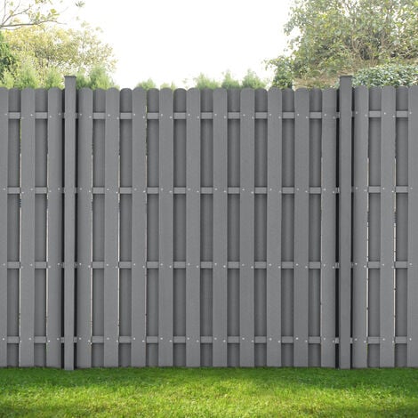 Valla de jardín - WPC - 185 x 193 cm - Elemento de valla - Compuesto de Madera-Plástico - Gris [neu.holz]