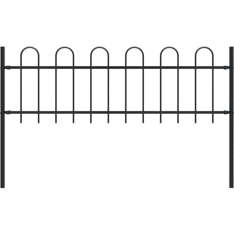 

Valla de jardín con puntas de aro acero negro 1,7x0,6 m - Negro