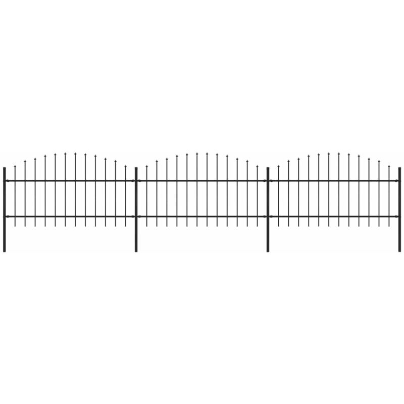 

Valla de jardín con puntas de lanza acero negro (1-1,25)x5,1 m - Negro