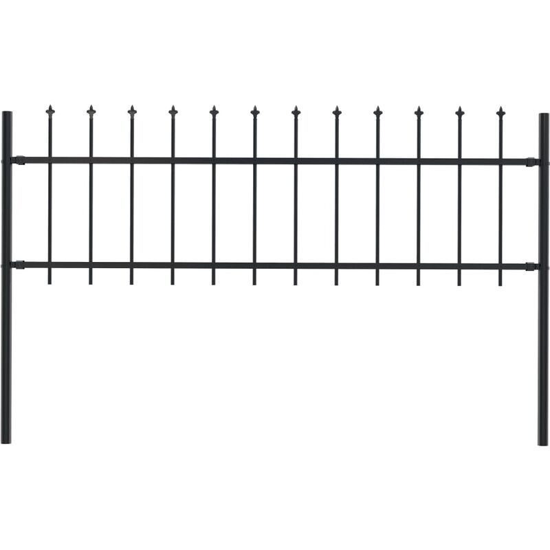 

Valla de jardín con puntas de lanza acero negro 1,7x0,6 m - Negro
