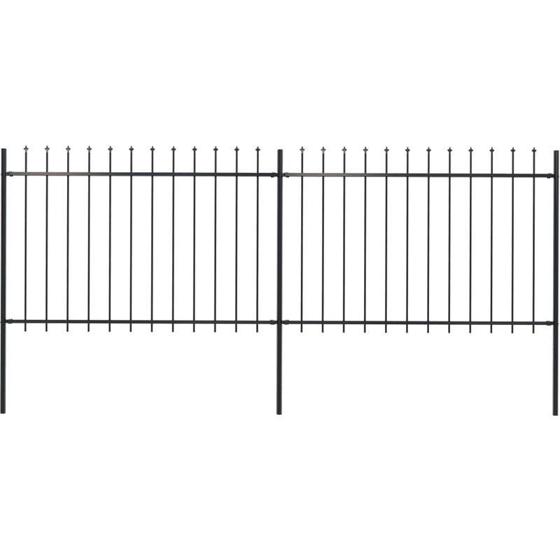 

Valla de jardín con puntas de lanza acero negro 3,4x1,2 m - Negro