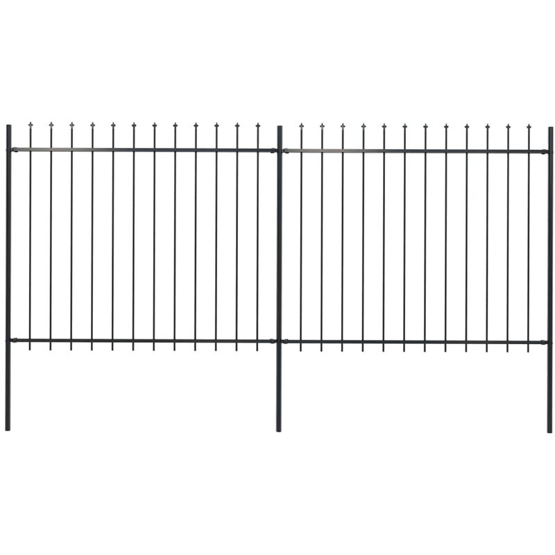 

Valla de jardín con puntas de lanza acero negro 3,4x1,5 m - Negro