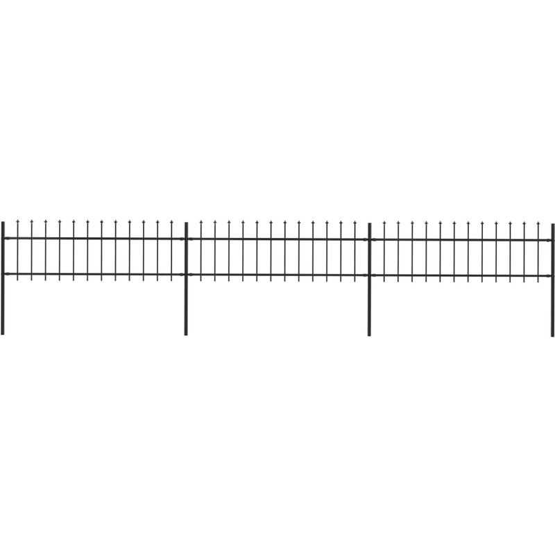 

Valla de jardín con puntas de lanza acero negro 5,1x0,6 m - Negro