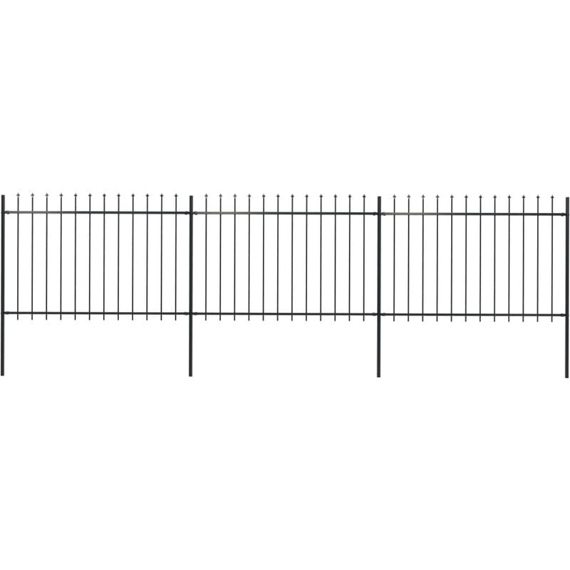 

Valla de jardín con puntas de lanza acero negro 5,1x1,2 m - Negro