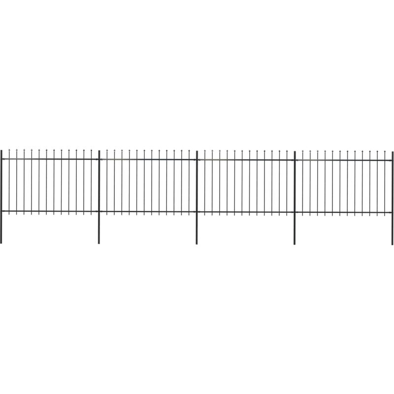 

Valla de jardín con puntas de lanza acero negro 6,8x1,2 m - Negro