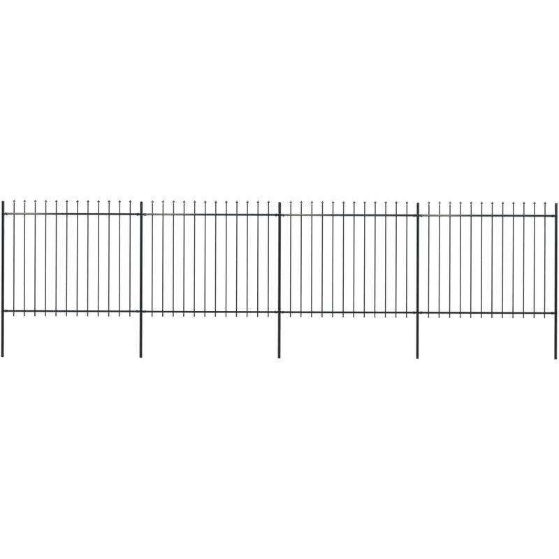 

Valla de jardín con puntas de lanza acero negro 6,8x1,5 m - Negro
