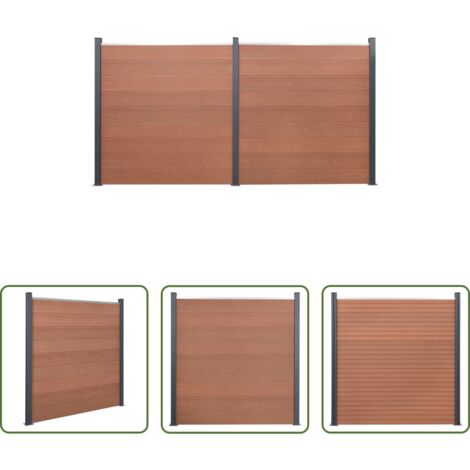 Valla de madera -  Juego de paneles de valla WPC marrón 353x186 cm