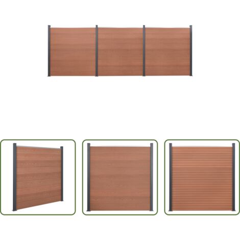 Valla de madera -  Juego de paneles de valla WPC marrón 526x186 cm