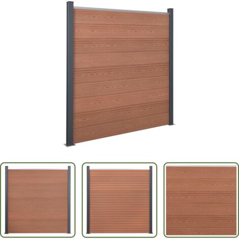 Valla de madera y plástico -  Juego de paneles de valla WPC marrón 180x186 cm
