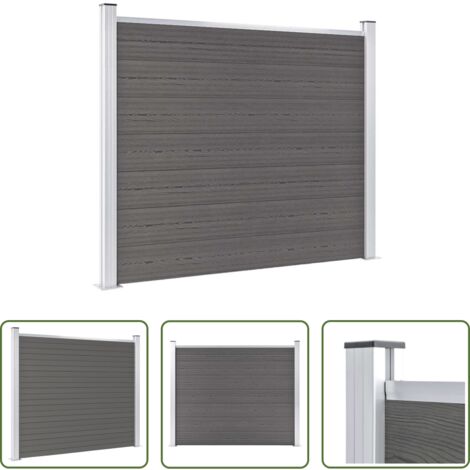 Valla de madera y plástico -  Panel de valla WPC gris 180x146 cm