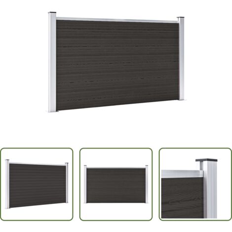 Valla de madera y plástico -  Panel de valla WPC negro 180x105 cm