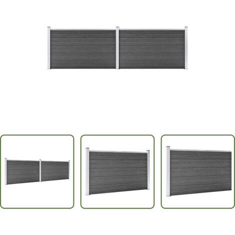 Valla de madera y plástico -  Set de paneles de valla WPC negro 353x105 cm
