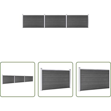 Valla de madera y plástico -  Set de paneles de valla WPC negro 526x105 cm
