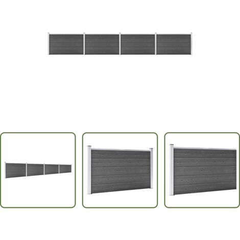 Valla de madera y plástico -  Set de paneles de valla WPC negro 699x105 cm