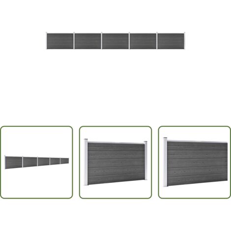 Valla de madera y plástico -  Set de paneles de valla WPC negro 872x105 cm