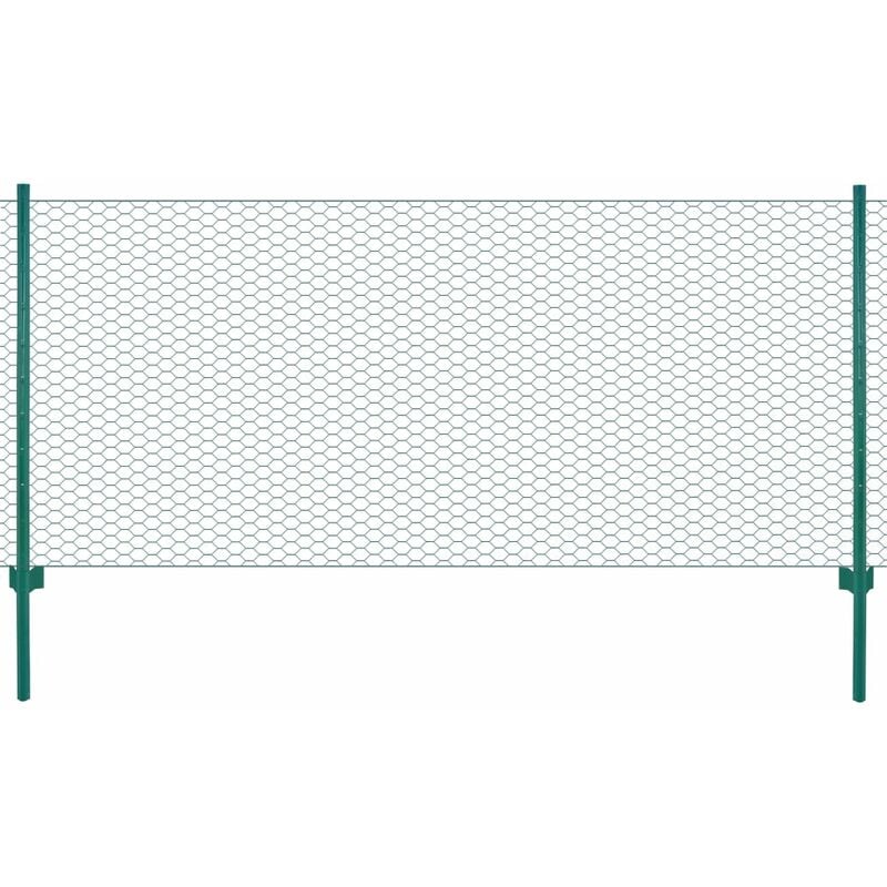 

Valla de malla alambre con postes acero 25x0,5 m verde - Verde - Vidaxl