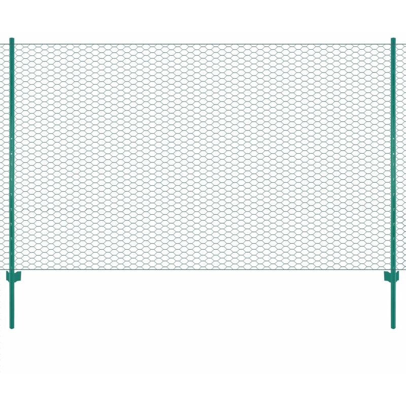 

Valla de malla de alambre con postes de acero 25x2 m verde