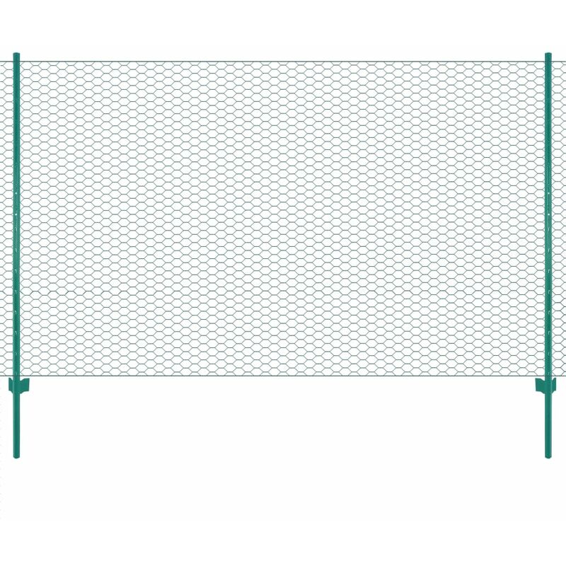 

Valla de malla de alambre con postes de acero 25x2 m verde