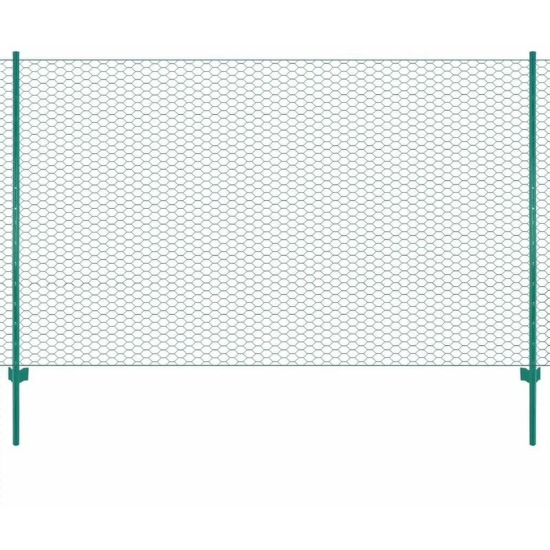 

Valla de malla de alambre con postes de acero 25x2 m verde