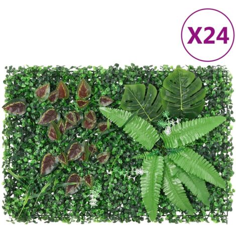 Valla de plantas artificiales 24 uds verde 40x60 cm