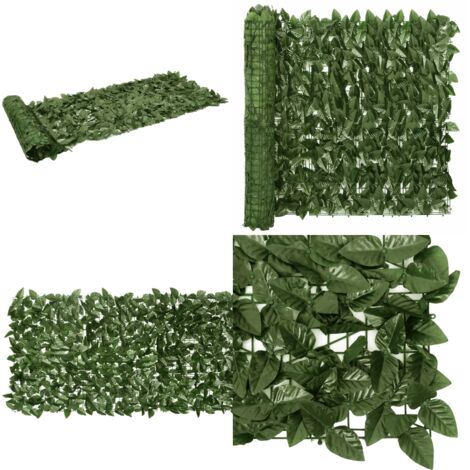 Valla de privacidad de balcón de hojas verde oscuro 600x75 cm - Mampara de hojas - Valla de balcón