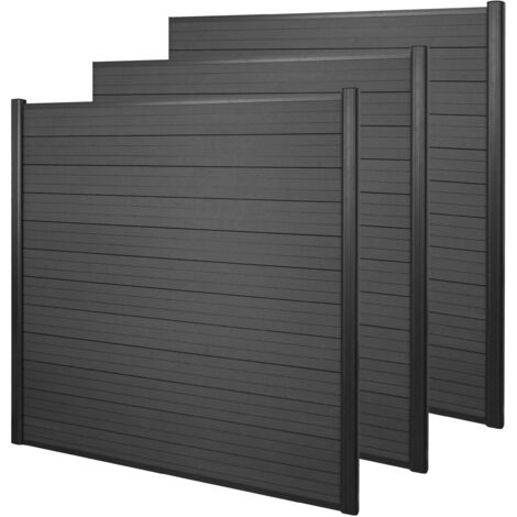 Valla de privacidad WPC Sarthe, poste de protección contra el viento, aluminio, juego de 3, 5 y 6 m, antracita, 040005937
