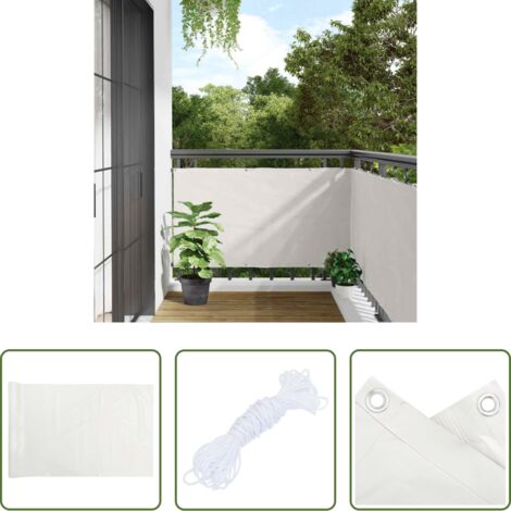 Valla de PVC -  Pantalla de privacidad de balcón PVC blanco 600x120 cm