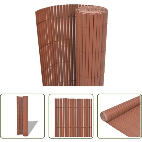 Valla de PVC -  Valla de jardín de doble cara marrón PVC 90x300 cm