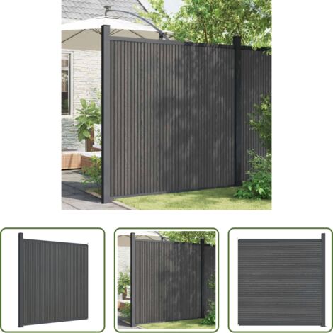 Valla de seguridad -  Panel de valla WPC gris 173x186 cm