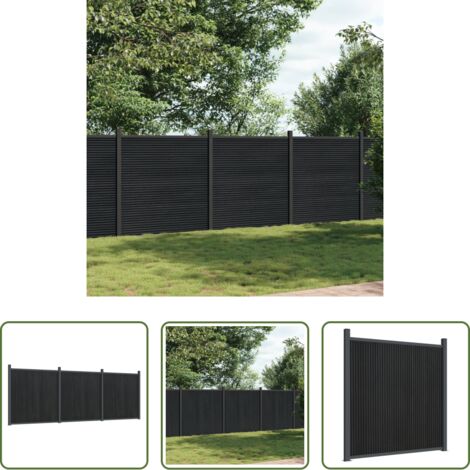 Valla de seguridad -  Panel de valla WPC gris 526x186 cm